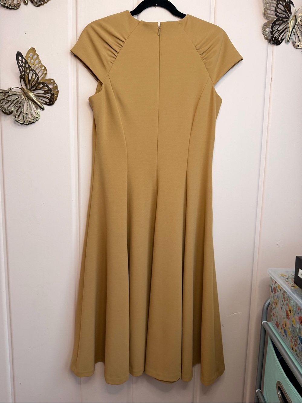 Calvin Klein Camel-Tan Midi A-Line Dress sz10 - Picture 4 of 4